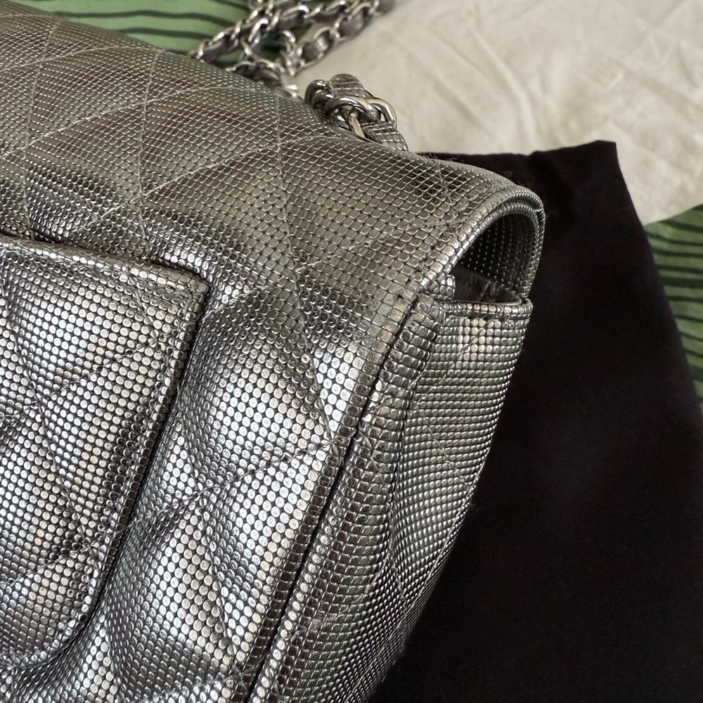 Authentic Chanel Metallic Calfskin Pixel Effect Mini Rectangular Flap Bag - Picture 10 of 15